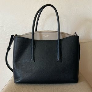 Kate Spade Margaux Large Satchel in Black & Taupe